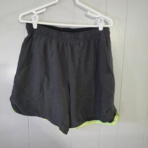 Nike Athletic Shorts Mens XL Gray Neon Green Mesh Lined Running Gym Workout